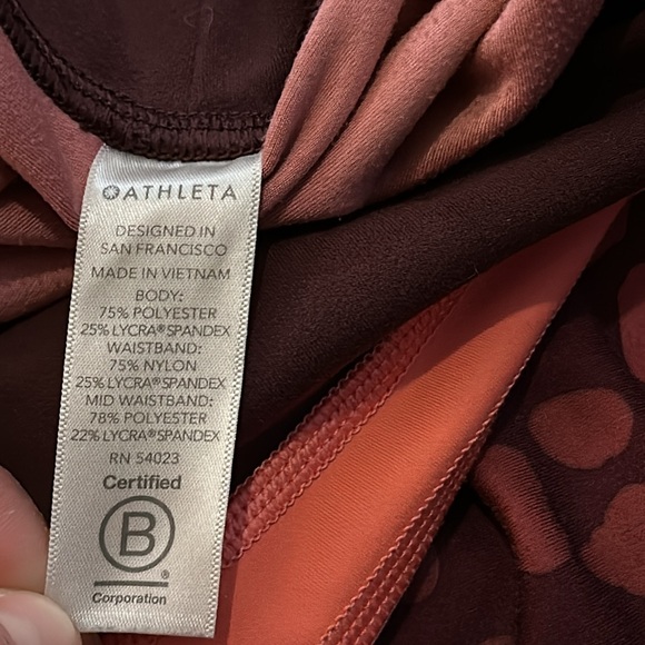 Athleta Burgundy Leopard Print Elation Abstract 7/8 Gym Fitness Leggings Size S - Picture 7 of 11